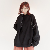 中性风宽松上衣 2026年新款 万有引力博物馆 两面穿圆领卫衣女春季