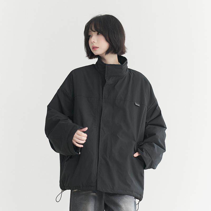 万有引力博物馆 纯色立领棉服女冬季2024年新款宽松棉衣夹棉外套