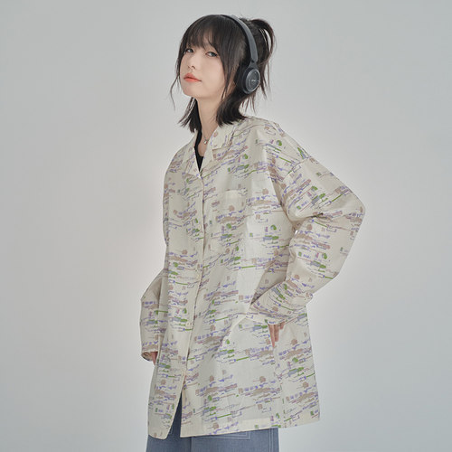 【万有引力】宽松日常长袖花衬衫