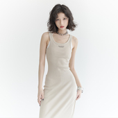 长裙中长款 万有引力博物馆吊带背心连衣裙收腰包臀裙夏季 无袖 裙子