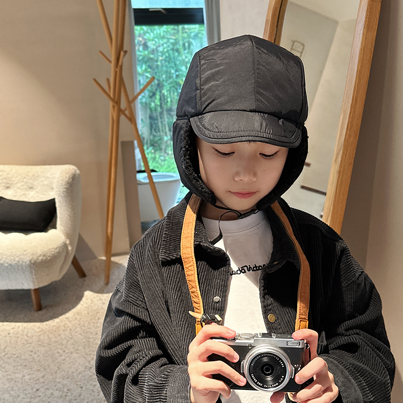 儿童帽子冬天加绒加厚保暖雷锋帽男童宝宝户外防风飞行护耳亲子帽