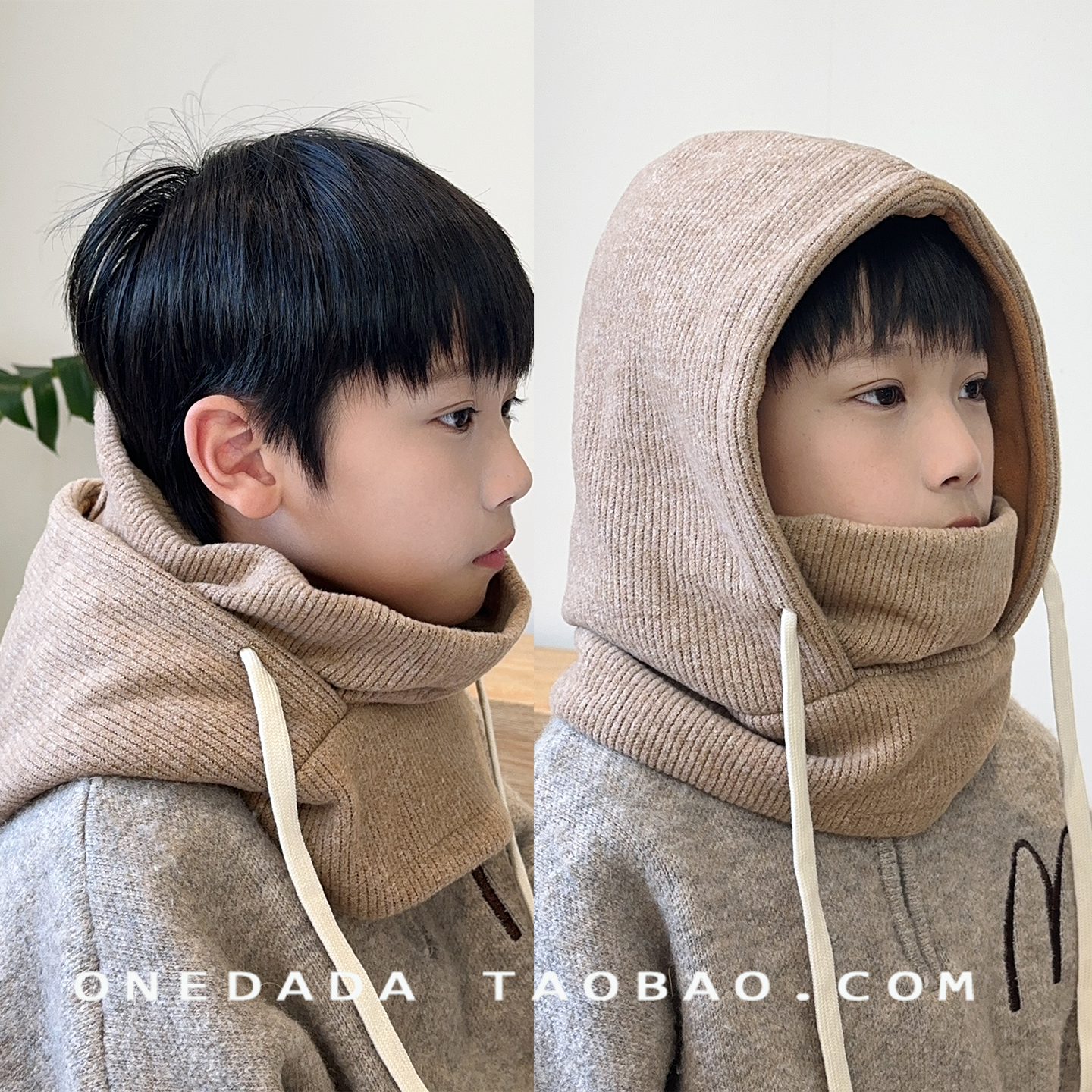 亲子儿童帽子冬天加厚加绒口罩围脖套头帽男童女孩防风骑行保暖
