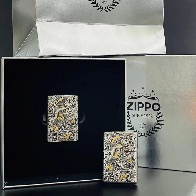 zippo鱼跃龙门铜送礼防风打火机