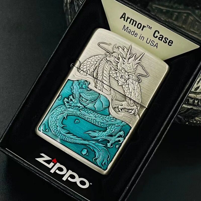 zippo盔甲铜送礼熏银防风打火机