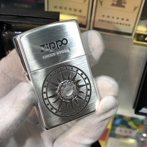 zippo镀银韩版紫色幸运石打火机