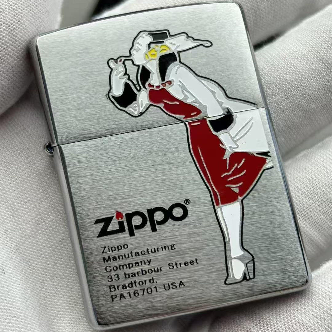 zippo日版原版风女镀铬拉丝