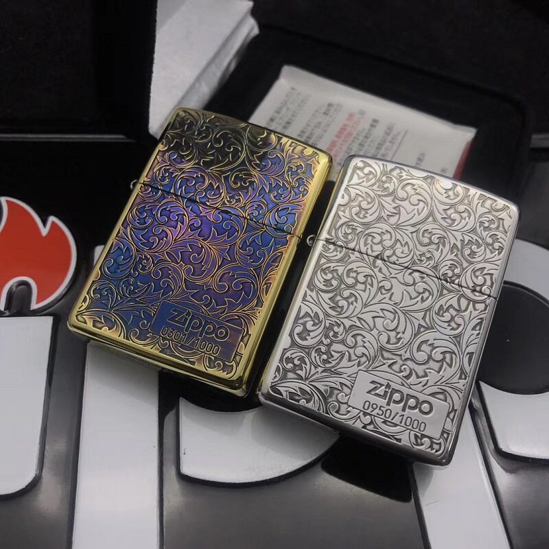 zippo打火机煤油防风日版正版限量版唐草纹熏铜双面雕刻男士礼物