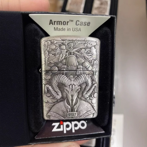 zippo古银盔甲十二星座秘典礼物