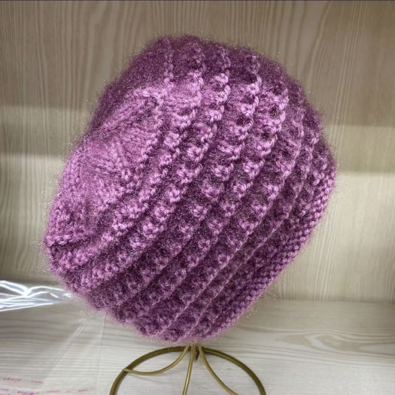 新款秋冬季松鼠绒手工针织中老年保暖挡风包头帽