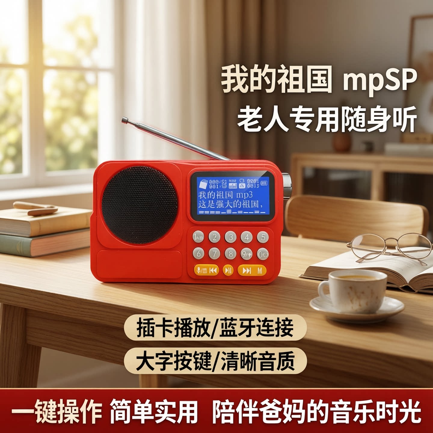 歌词显示收音机老人专用老年随身听播放器新款便携插卡蓝牙小音箱