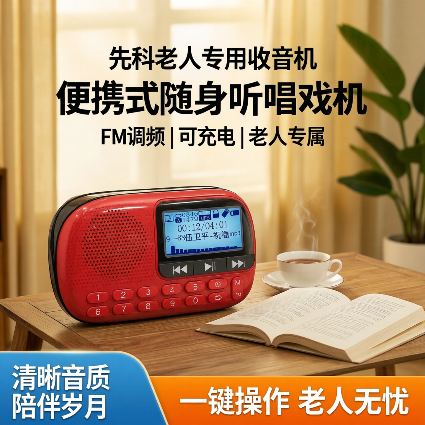 先科收音机老人专用便携式随身听唱戏机老年人播放器FM调频可充电