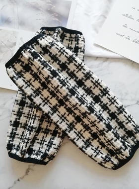 2024韩版新款百搭格子长款袖套冬季羽绒服防污护袖气质办公套袖女