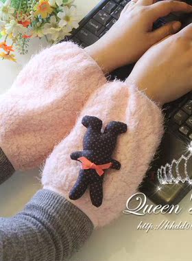 2025新款秋冬季毛绒袖套中学生可爱保暖棉衣套袖成人办公护袖女