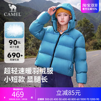 企鹅热能短款羽绒服2026秋冬户外运动加厚鸭绒立领面包服女外套