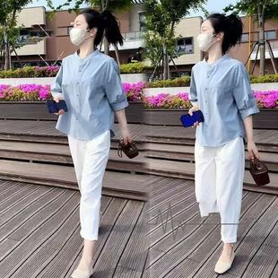 新款 时尚 女2025夏季 炸街流行漂亮大码 减龄小个子宽松百搭上衣 衬衫
