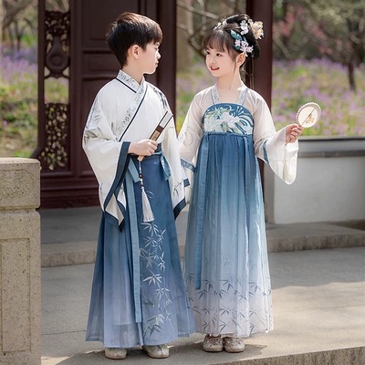 2025儿童汉服男女童国学服古装襦裙幼儿园开笔礼三字经汉服中国风