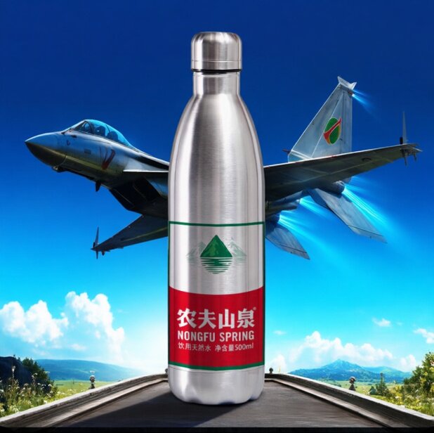 几何图形时尚款水壶超长红色保温便携运动水杯可乐杯高级感送朋友