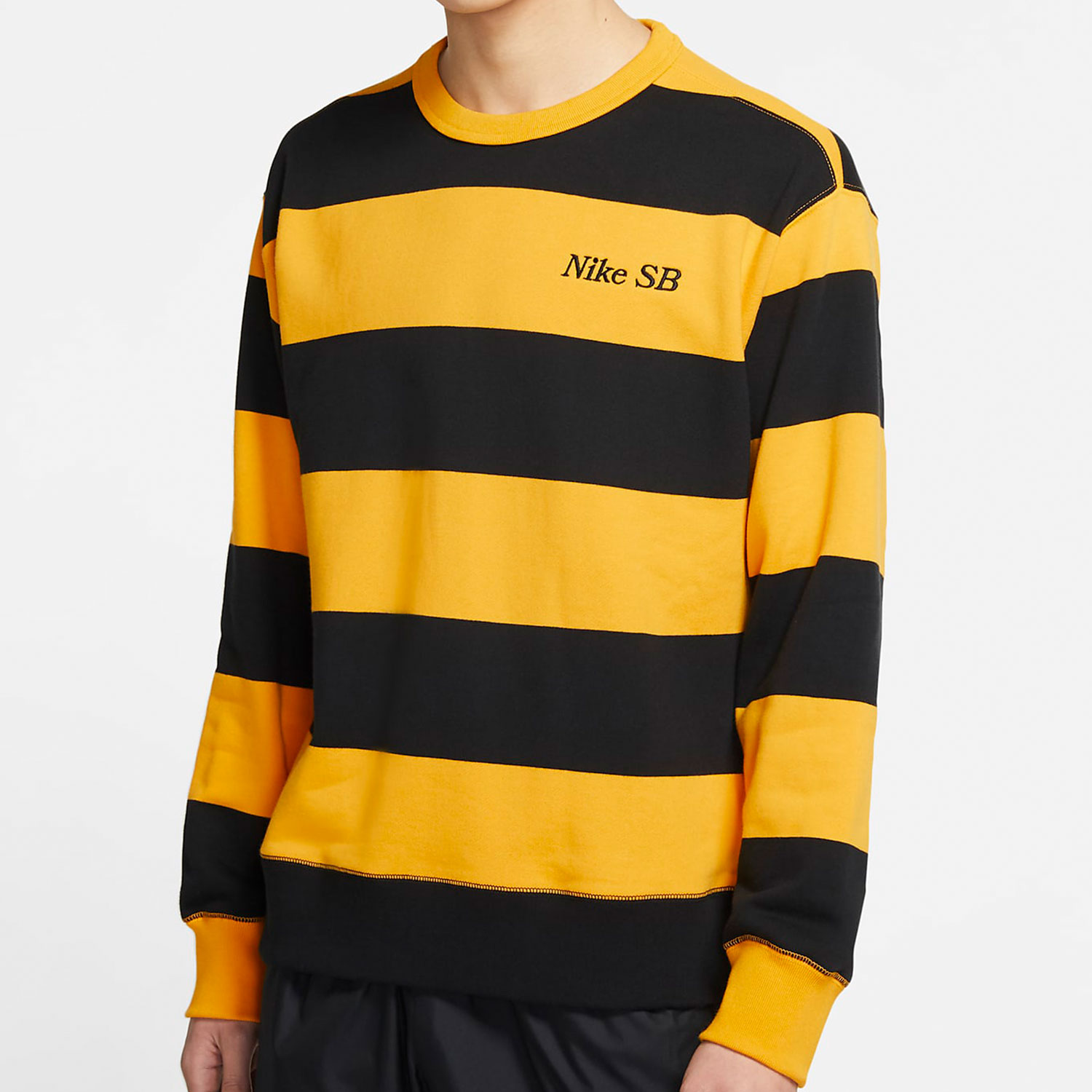 男子运动休闲圆领条纹套头衫卫衣