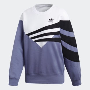 Adidas/阿迪达斯正品19新款三叶草MONTHLY斜条纹加绒卫衣 DU8474