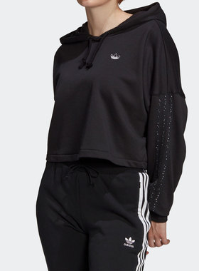 Adidas/阿迪达斯正品26夏三叶草女子运动连帽卫衣套头衫 GC6792