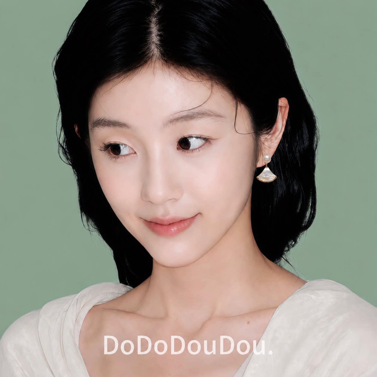 「特蕾莎」扇形法式天然淡水珍珠母贝无耳洞耳夹耳钉耳