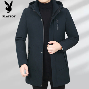 花花公子棉衣男款冬季加厚中长款爸爸装保暖棉服中年保暖棉袄外套