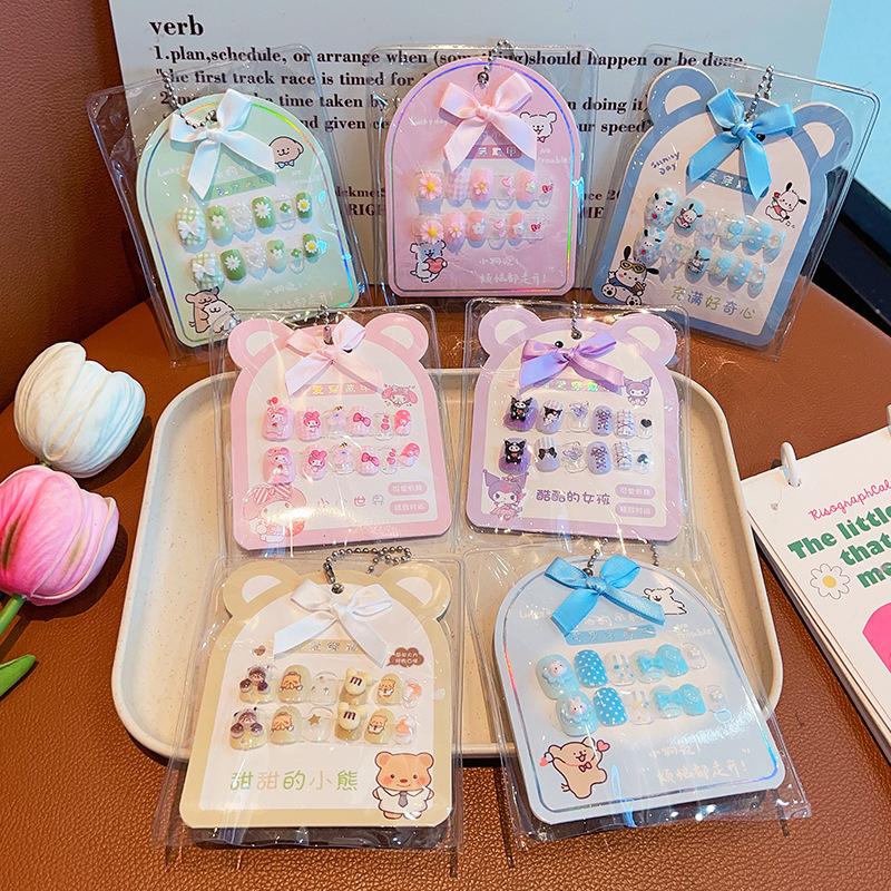 (E)儿童库洛米假指甲贴宝宝美甲贴无味小女孩可拆卸穿戴甲背胶款