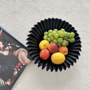 茶几家居设计装 艺术桌面置物收纳盘 饰摆件 法式 中古黑色树脂果盘