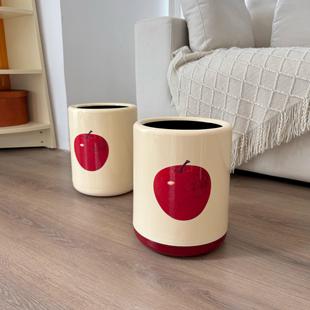 苹果垃圾桶 家用收纳桶奶油风水果图案高颜值客厅卧室双层大容量