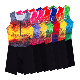 零阻力新款运动训练跑步田径短跑跳远紧身背心短裤比赛体考连体服