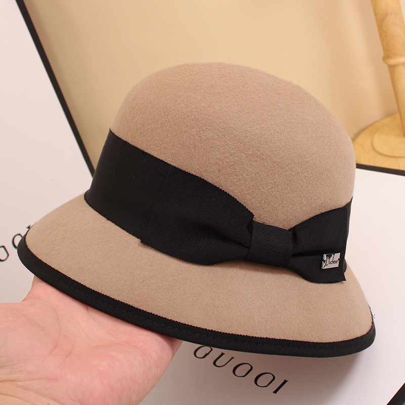 逛街渔夫帽女蝴蝶结法式秋冬