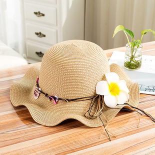 夏季草帽女海边出游夏天凉帽太阳帽女士百搭遮脸防晒遮阳帽沙滩帽