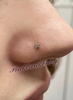 欧美个性朋克G23钛合金星星五角星L杆鼻钉 穿刺饰品nose ring