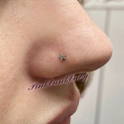 欧美个性朋克G23钛合金星星五角星L杆鼻钉 穿刺饰品nose ring