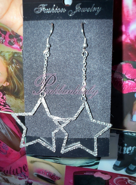 Pinkbankbaby原创手工自制复古2000s辣妹y2k钛钢星星耳坠耳饰女