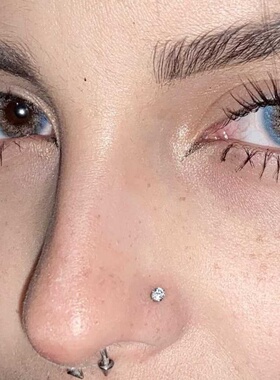 一个包邮 钛钢锆石镶钻内插杆插拔式鼻钉耳钉唇钉不锈钢穿刺饰品