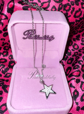 pinkbankbaby原创自制y2k辣妹钛钢星星镶钻五角星镶钻项链锁骨链