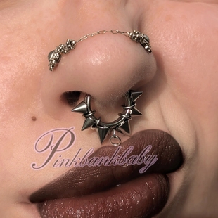 欧美小众朋克个性重工荆棘尖锥G23钛合金植入级鼻中隔环鼻环耳环