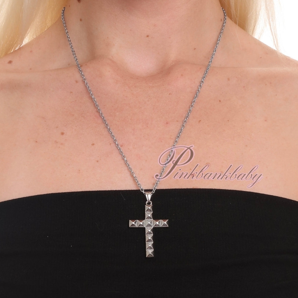 y2k辣妹四方钉十字架项链