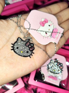 欧美千禧辣妹锆石满钻kitty项链