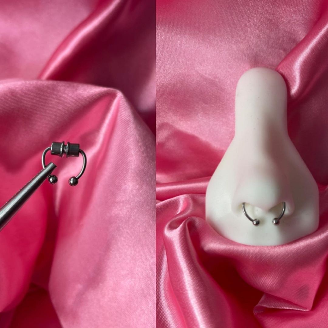 Pinkbankbaby欧美ins不锈钢磁铁假鼻环鼻中隔磁吸鼻钉 无需穿孔