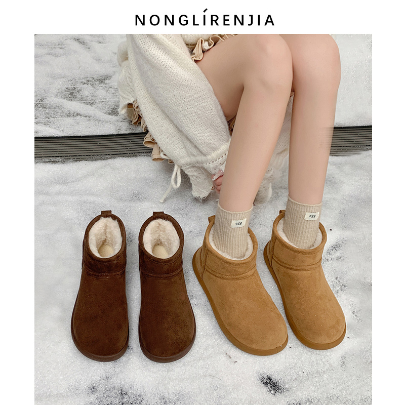 弄里人佳大码女鞋41-43码雪地靴25冬新款休闲土豆靴40 42宽胖脚