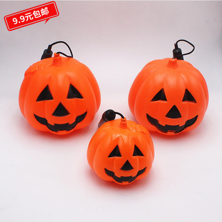 万圣节发光手提南瓜灯 鬼节儿童手提灯笼 南瓜桶 鬼节幼儿园道具