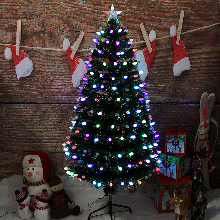 圣诞节装饰品1.2m1.5m1.8m2.1七彩发光小松果光纤圣诞树LED闪光树