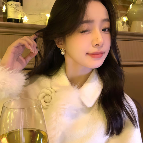 S925纯银针甜贵千金字母CD闪锆耳环女温柔气质轻奢耳钉复古耳饰品