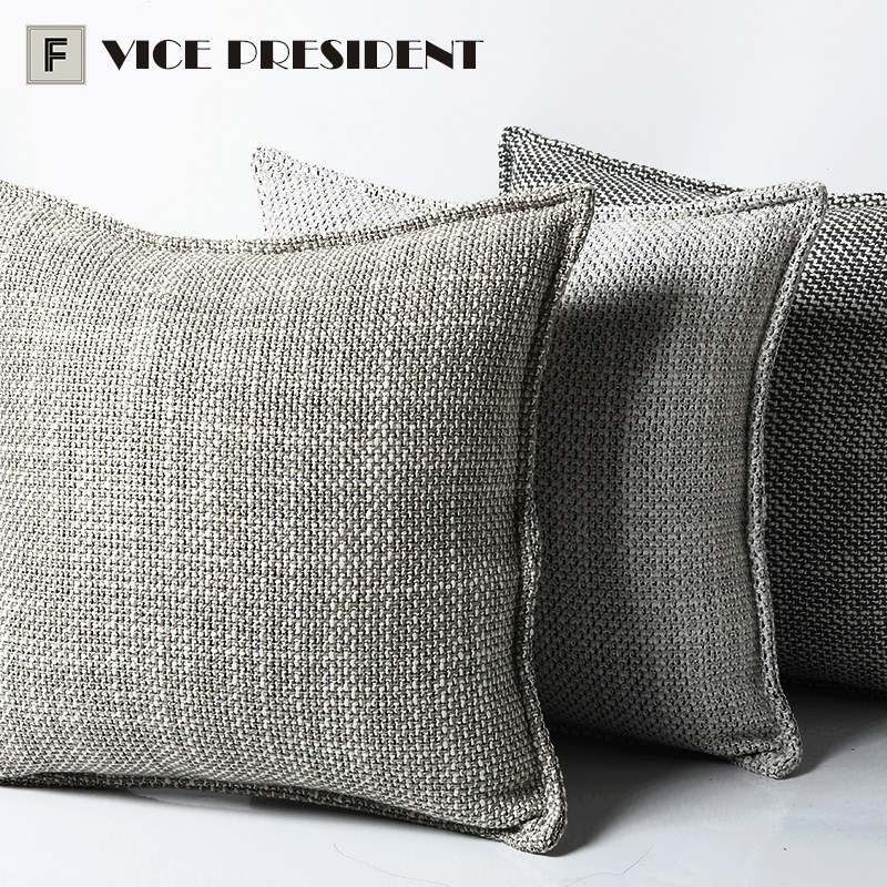 侘寂轻奢高端样板间意式mi家抱腰枕小香米色棉麻沙发飘窗靠垫枕套