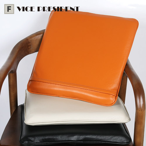 简约现代双面头层牛皮座椅沙发垫红实木家具茶餐椅座垫定制新中式