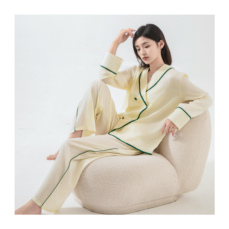 jessie&jane纯色天丝睡衣套装 家居服薄款凉感莱赛尔纤维高级感