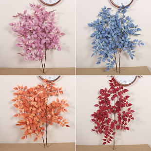 大片大枝婚庆打底插花花材 仿真凌霄叶 婚礼堂吊顶装饰假叶子