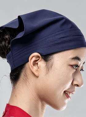 炒菜防油帽女厨房防油烟包头巾厨师帽餐厅卫生帽服务员家用三角巾